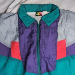 Vintage Pipeline Colorblock Nylon Windbreaker Jacket Mens Large